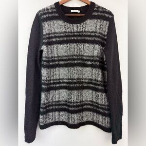 J. Lindeberg size Large Men’s Black Gray Striped Wool Pullover Sweater